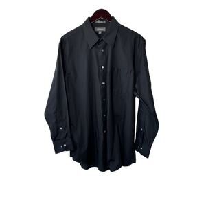 Croft & Barrow Wrinkle-Resistant Broadcloth Black Button-Up Shirt  17 32/33